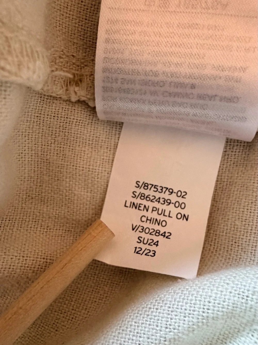 Gap Linen Blend cream pull on chino pants
